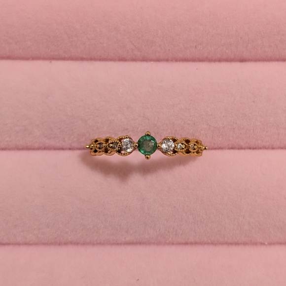 NATURAL EMERALD STERLING SILVER RING - Picture 2 of 5